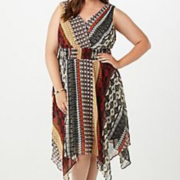 Dress Barn Shark Bite Hem Dress - Southwest Aztec Boho - Picture 1 of 11